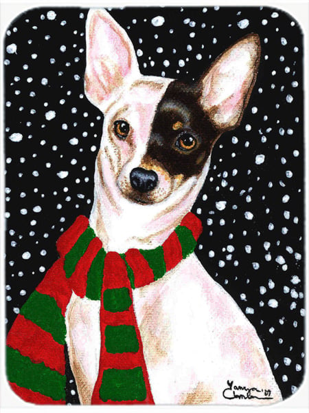 Picture of Carolines Treasures AMB1170LCB Snowy Chihuahua Glass Large Cutting Board