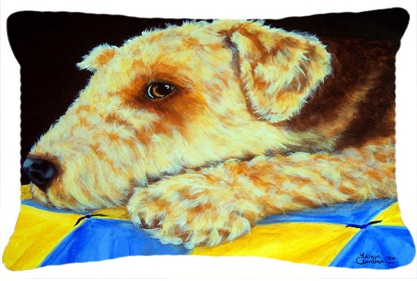 Airedale Terrier Mommas Quilt Fabric Decorative Pillow