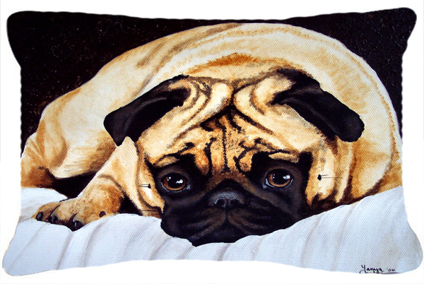 Fred the Pug Fabric Decorative Pillow
