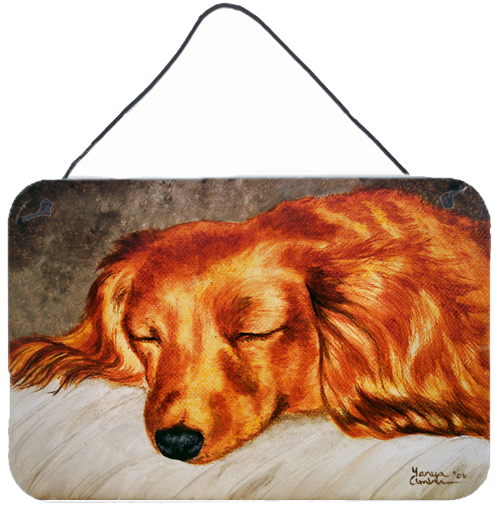 Red Longhaired Dachshund Wall or Door Hanging Prints - Red