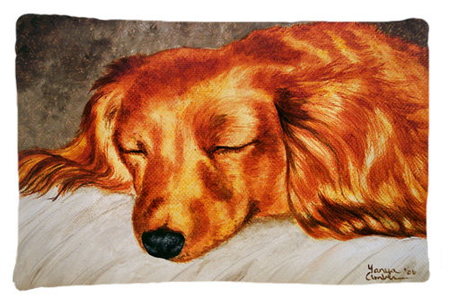 Decorative Pillows, Red Longhaired Dachshund Fabric Standard Pillowcase