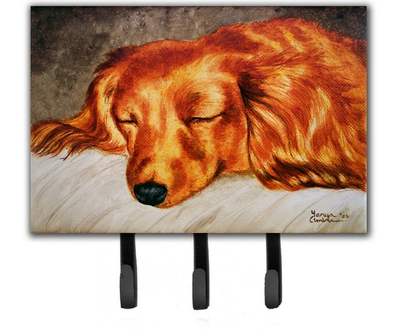 Red Longhaired Dachshund Leash or Key Holder