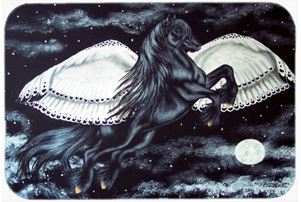 Picture of Carolines Treasures AMB1222LCB Black Flying Horse Glass Large Cutting Board