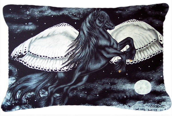 Black Flying Horse Fabric Decorative Pillow