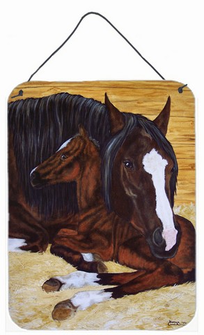 Bay Mare Foal Horse Wall or Door Hanging Prints