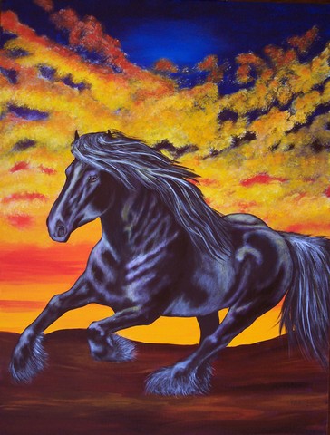 Desert Wind Horse Flag Canvas House Size