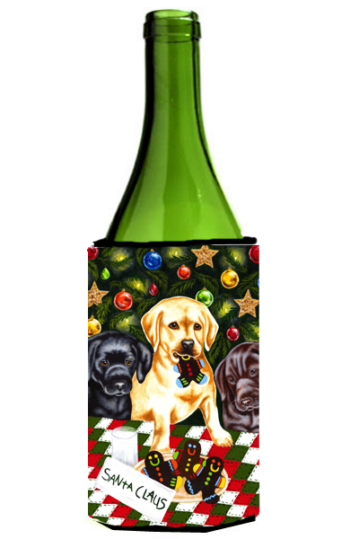Picture of Carolines Treasures AMB1314LITERK Santas Helpers in Christmas Stockings Labrador Wine Bottle Can cooler Hugger