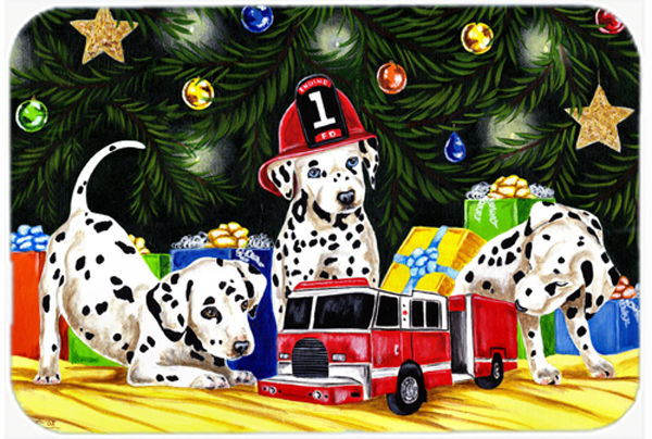 Picture of Carolines Treasures AMB1316LCB Christmas Favorite Gift Dalmatian Glass Large Cutting Board