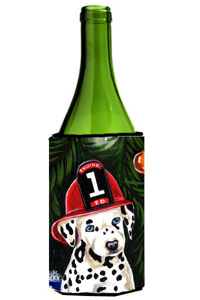 Picture of Carolines Treasures AMB1317LITERK Fire Fighter Christmas Dalmatian Wine Bottle Can cooler Hugger