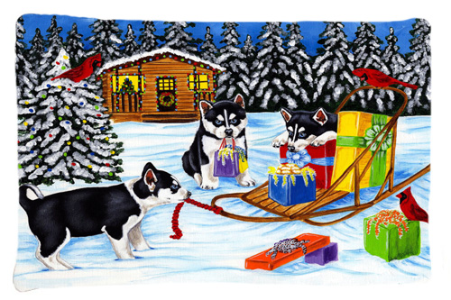 Christmas Mush Siberian Husky Fabric Standard Pillowcase
