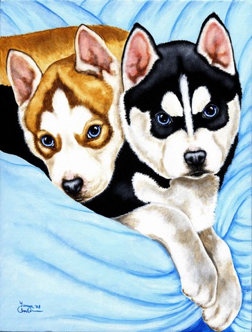 Snow Angels Siberian Husky Flag Canvas House Size