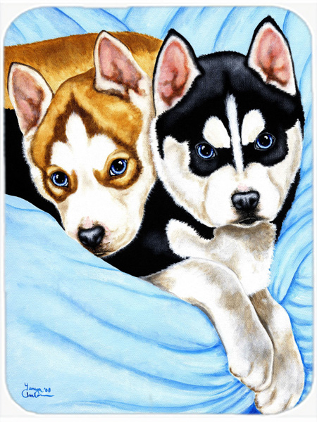 Picture of Carolines Treasures AMB1327LCB Snow Angels Siberian Husky Glass Large Cutting Board