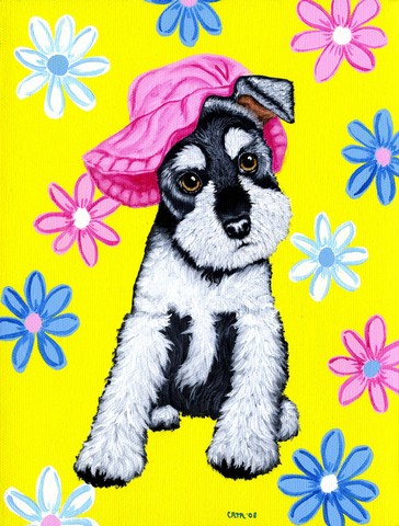 Spring Cutie Schnauzer Wall or Door Hanging Prints