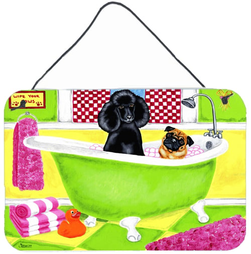 Tub for Two with Poodle & Pug Wall or Door Hanging Prints
