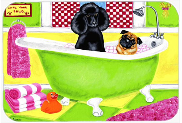 Picture of Carolines Treasures AMB1335LCB Tub for Two with Poodle & Pug Glass Large Cutting Board