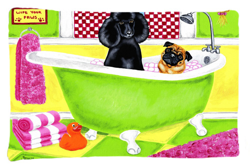 Tub for Two with Poodle & Pug Fabric Standard Pillowcase