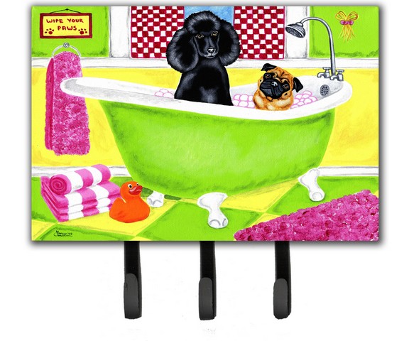 Tub for Two with Poodle & Pug Leash or Key Holder