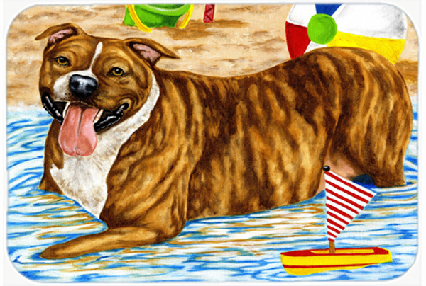 Picture of Carolines Treasures AMB1338LCB Beach Bum Staffie Glass Large Cutting Board