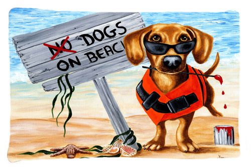 The Dog Beach Dachshund Fabric Standard Pillowcase