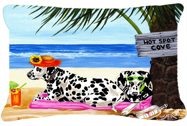 Hot Spot Cove Beach Dalmatian Fabric Decorative Pillow