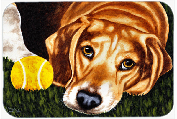 Picture of Carolines Treasures AMB1358LCB Have Ball Will Travel Beagle Glass Large Cutting Board