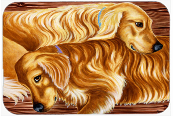 Picture of Carolines Treasures AMB1387LCB Zeus & Chloie the Golden Retrievers Glass Large Cutting Board