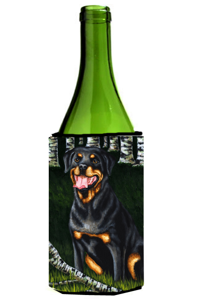Picture of Carolines Treasures AMB1388LITERK Backwoods Companion Rottweiler Wine Bottle Can cooler Hugger