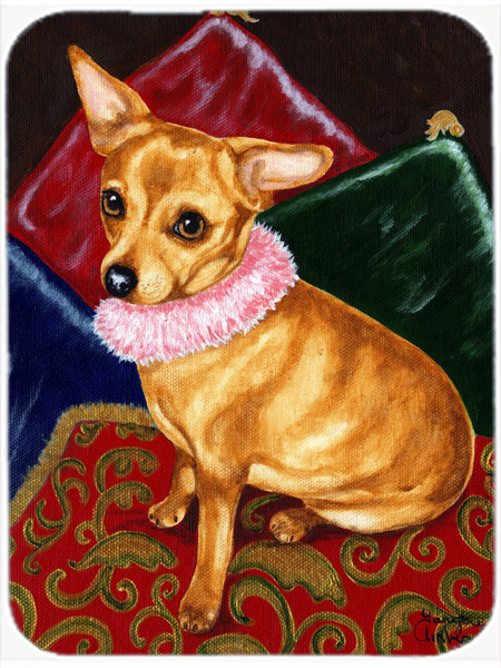 Picture of Carolines Treasures AMB1389LCB Pillow Princess Chihuahua Glass Large Cutting Board