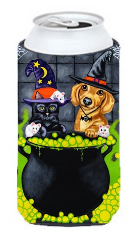Brewing Up Trouble Halloween Dachshund Tall Boy Can cooler Hugger