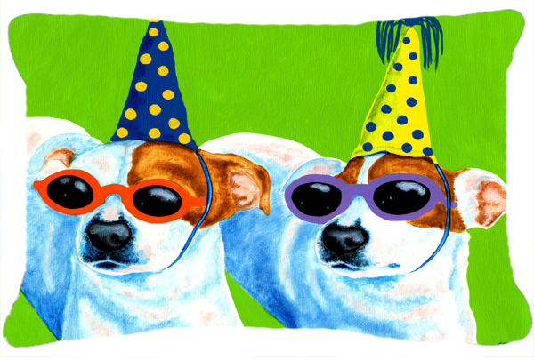 Party Animals Jack Russell Terriers Fabric Decorative Pillow