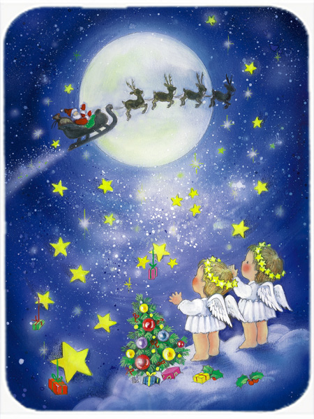 Picture of Carolines Treasures APH0690LCB Angels Watching Santa Claus Glass Large Cutting Board