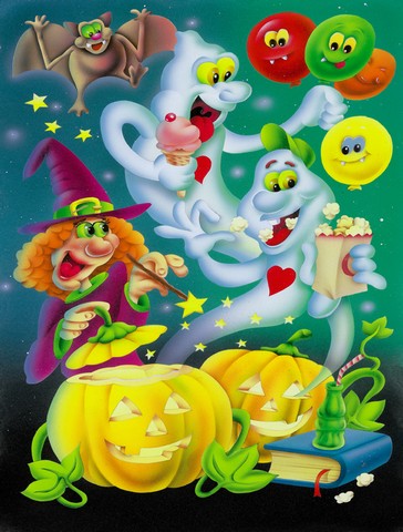 Witch Party with the Ghosts Halloween Flag Garden Size
