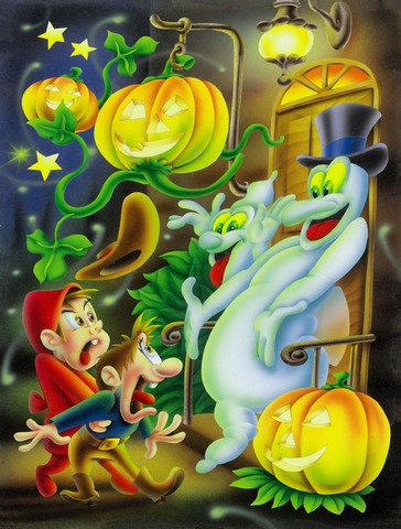 Scary Ghosts & Halloween Trick or Treaters Flag Size