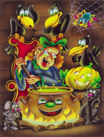 Witch & Crows Stirring It Up Halloween Flag Canvas House Size