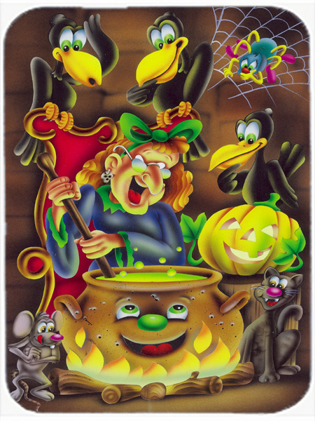 Picture of Carolines Treasures APH0934LCB Witch & Crows Stirring It Up Halloween Glass Large Cutting Board