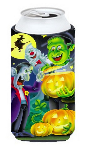 Halloween with Dracula & Frankenstein Tall Boy Can cooler Hugger