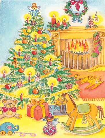 Toys Around the Christmas Tree Flag Canvas House Size