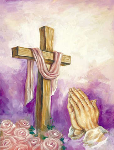 Easter Cross with Praying Hands Flag Canvas House Size