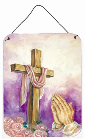 Easter Cross with Praying Hands Wall or Door Hanging Prints