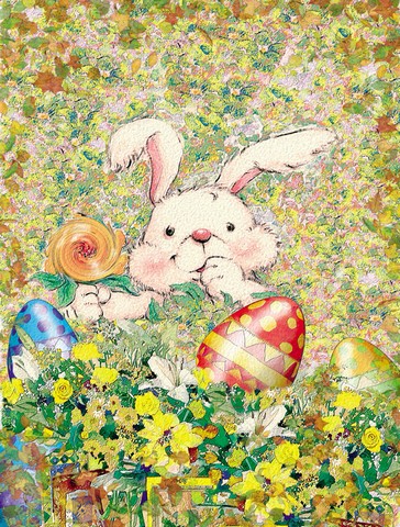 Easter Bunny & Eggs Flag Canvas House Size