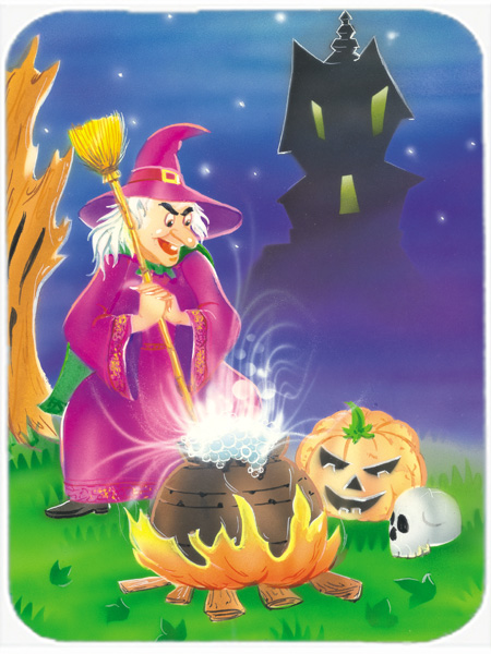 Picture of Carolines Treasures APH2989LCB Witch & Her Castle Glass Large Cutting Board