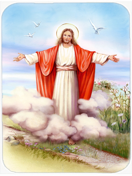 Picture of Carolines Treasures APH3420LCB Easter Jesus is Risen Glass Large Cutting Board