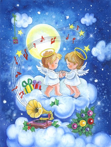 Angels Making Music Together Flag Garden Size
