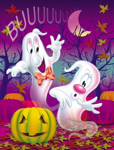 APH3798CHF Buuu Ghosts Halloween Flag Canvas House Size