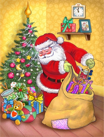 Christmas Santa & His Toys Flag Garden Size