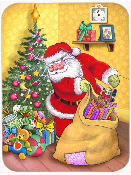 Picture of Carolines Treasures APH3923LCB Christmas Santa & His Toys Glass Large Cutting Board