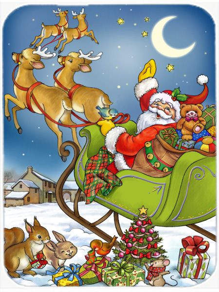 Christmas Santa Taking Off Mouse Pad, Hot Pad or Trivet