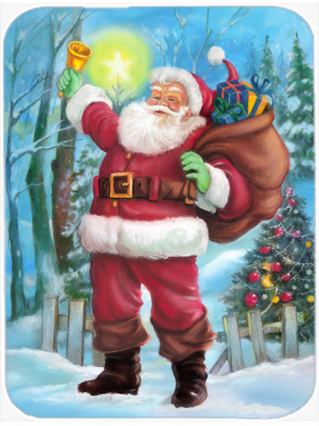 Picture of Carolines Treasures APH5001LCB Christmas Santa Rining the Bell Glass Large Cutting Board