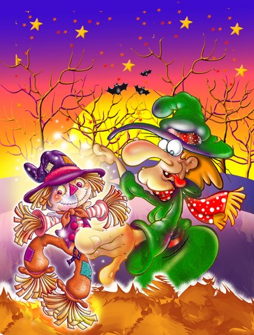 Witch Voodoo Scarecrow Halloween Flag Garden Size