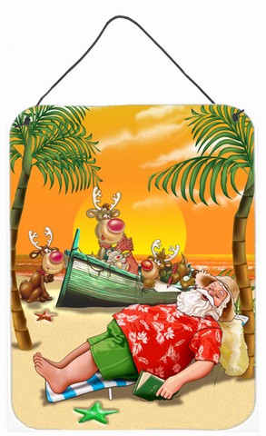 Beach Christmas Santa Claus Napping Wall or Door Hanging Prints